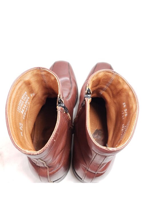 Vintage Mens Size 8.5 D/B Brown Leather Ankle Boots With Side Zippers main image 4